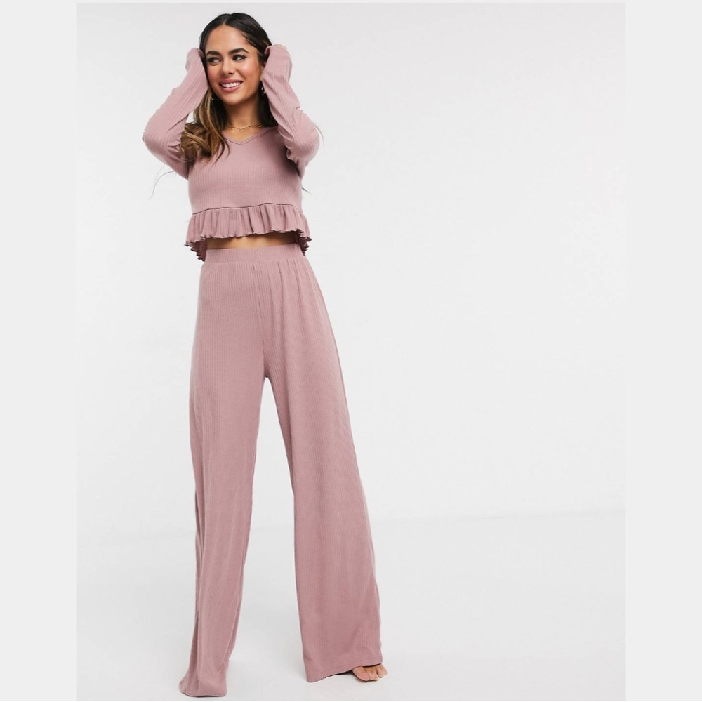 Missguided Ribbed Pajama Set